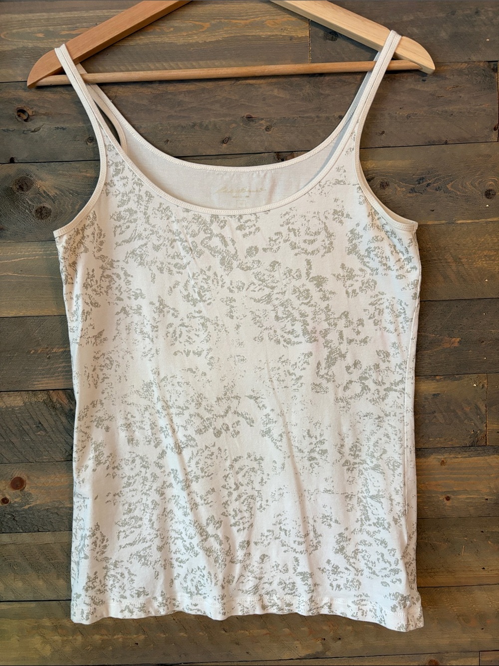 Eddie Bauer Cream Tank with Subtle Silver Print